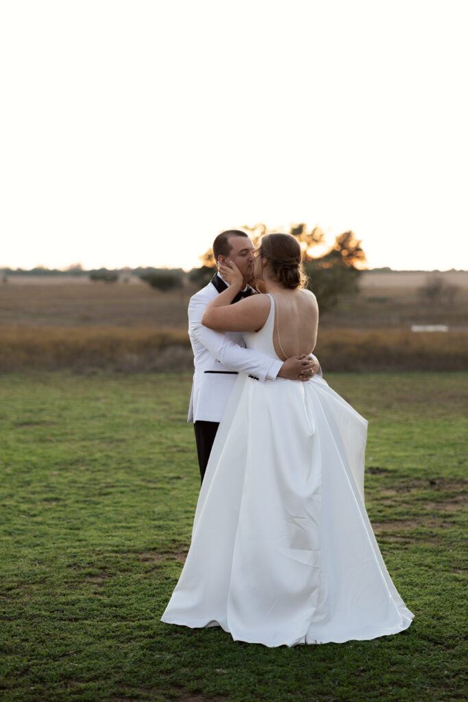 Wedding portraits of a couple in winter light in Waco, Texas